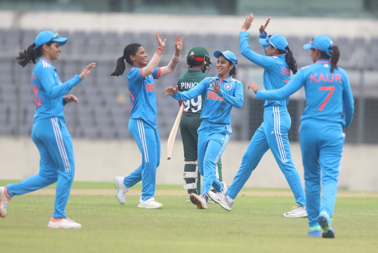 Amanjot Kaur picked up four wickets on ODI debut, Bangladesh vs India, 1st ODI, Mirpur, July 16, 2023
