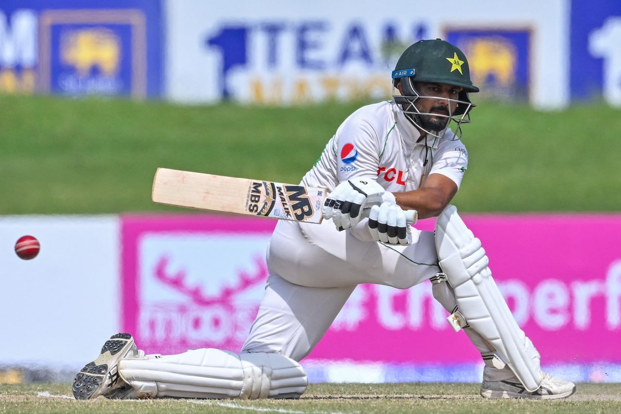 Saud Shakeel had to do the bulk of the run-scoring after the eighth wicket fell, Sri Lanka vs Pakistan, 1st men's Test, Galle, 3rd day, July 18, 2023
