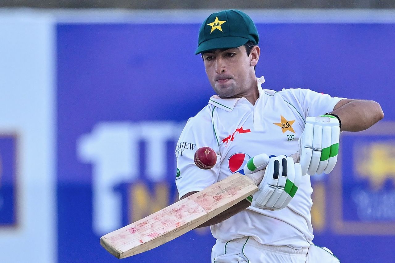 Naseem Shah dug in at his end, Sri Lanka vs Pakistan, 1st men's Test, Galle, 3rd day, July 18, 2023