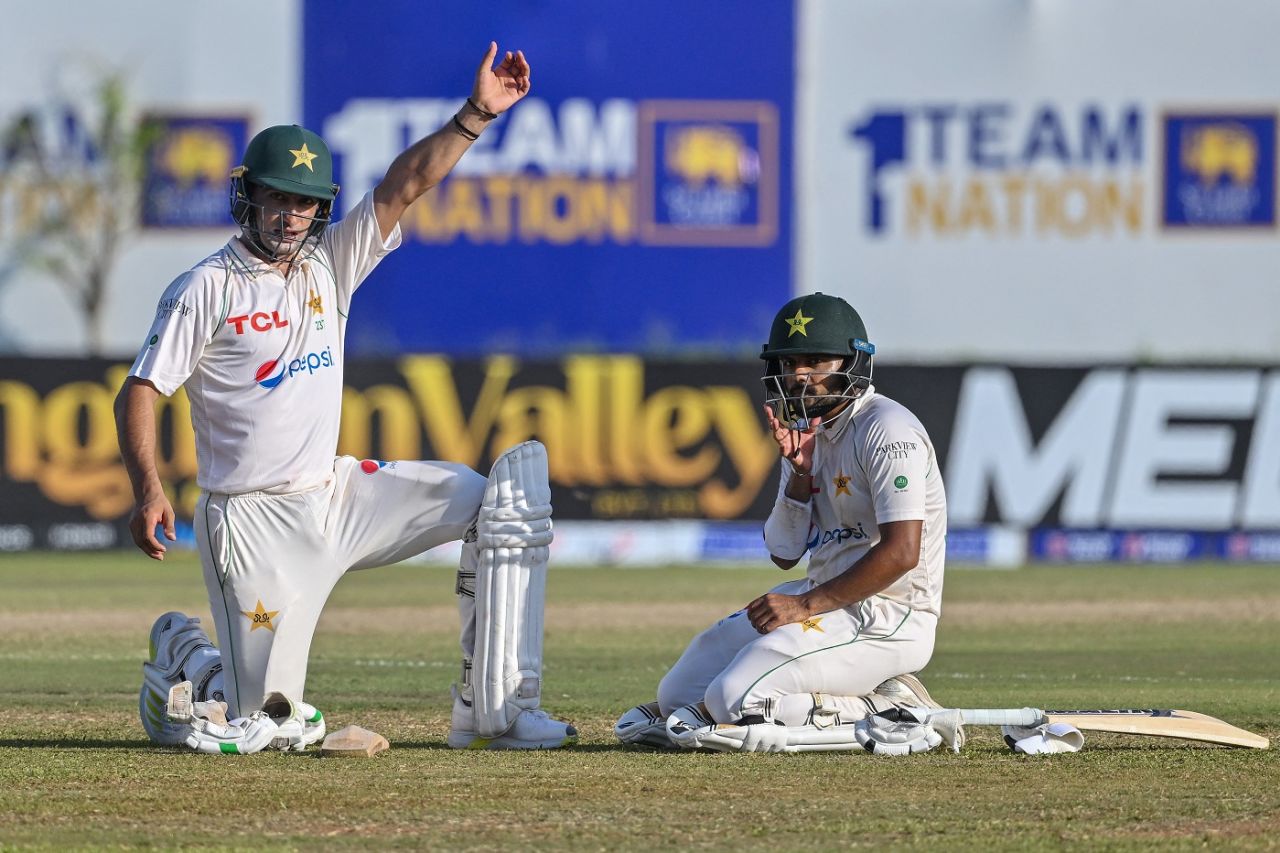 Naseem Shah and Saud Shakeel hung in for a 94-run stand, Sri Lanka vs Pakistan, 1st men's Test, Galle, 3rd day, July 18, 2023