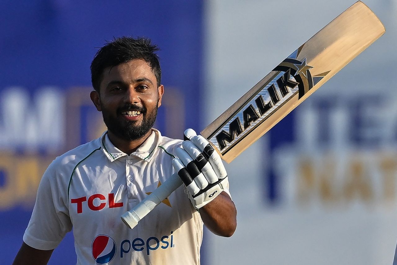 Saud Shakeel celebrates his double-hundred, Sri Lanka vs Pakistan, 1st men's Test, Galle, 3rd day, July 18, 2023