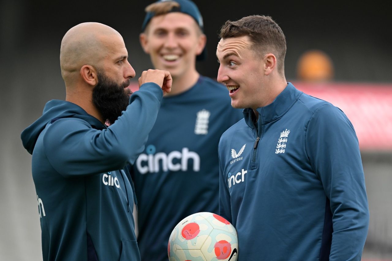 Moeen Ali, Zak Crawley and Harry Brook were in a jovial mood on the eve of the Test, England vs Australia, 4th Test, Old Trafford, July 18, 2023