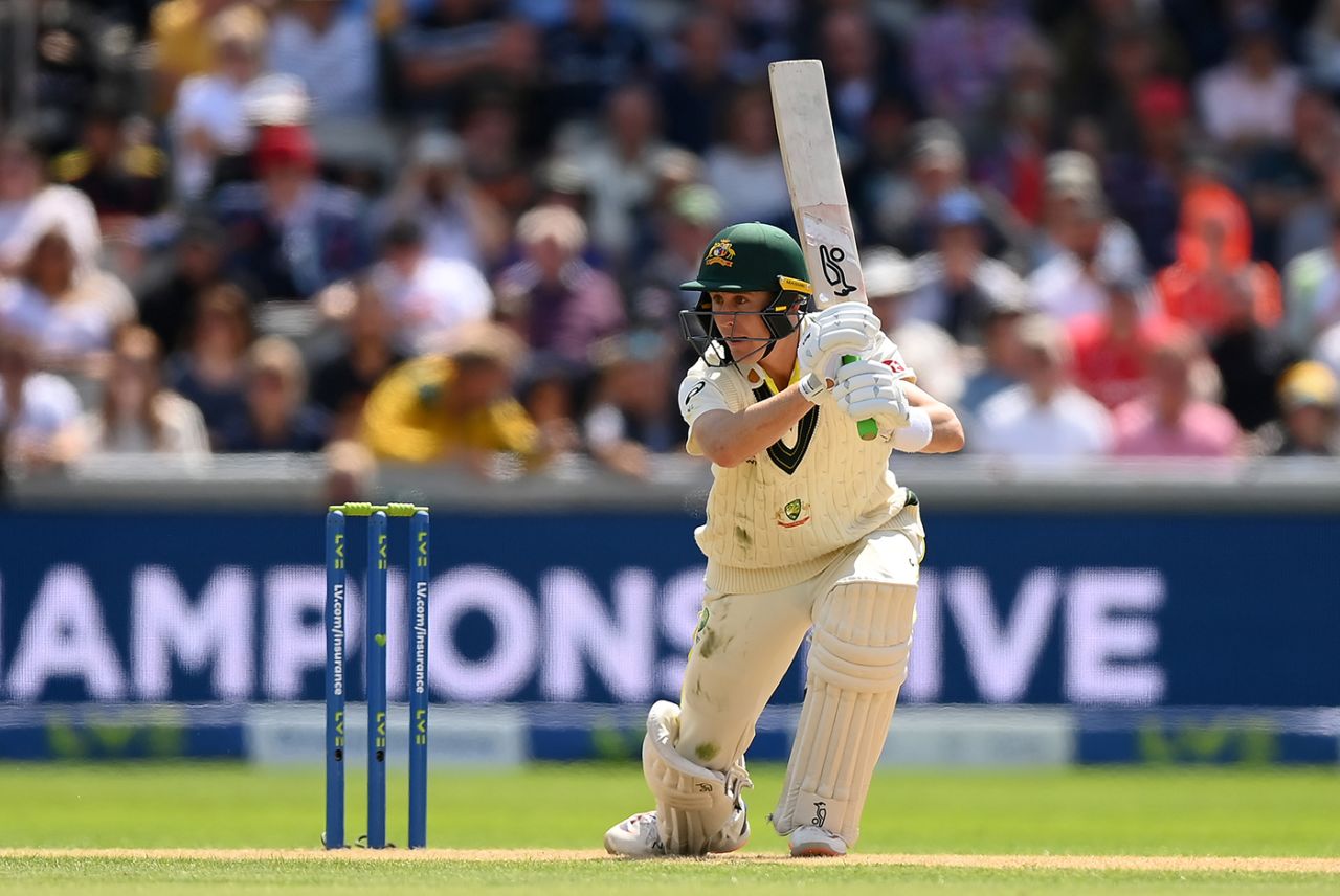 Marnus Labuschagne drives through cover, England vs Australia, 4th Test, Old Trafford, July 19, 2023