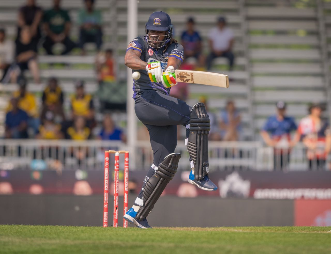 Chris Gayle does a Nataraj pose to pull the ball, Brampton Wolves vs Mississauga Panthers, Global T20 Canada, Brampton, July 20, 2023