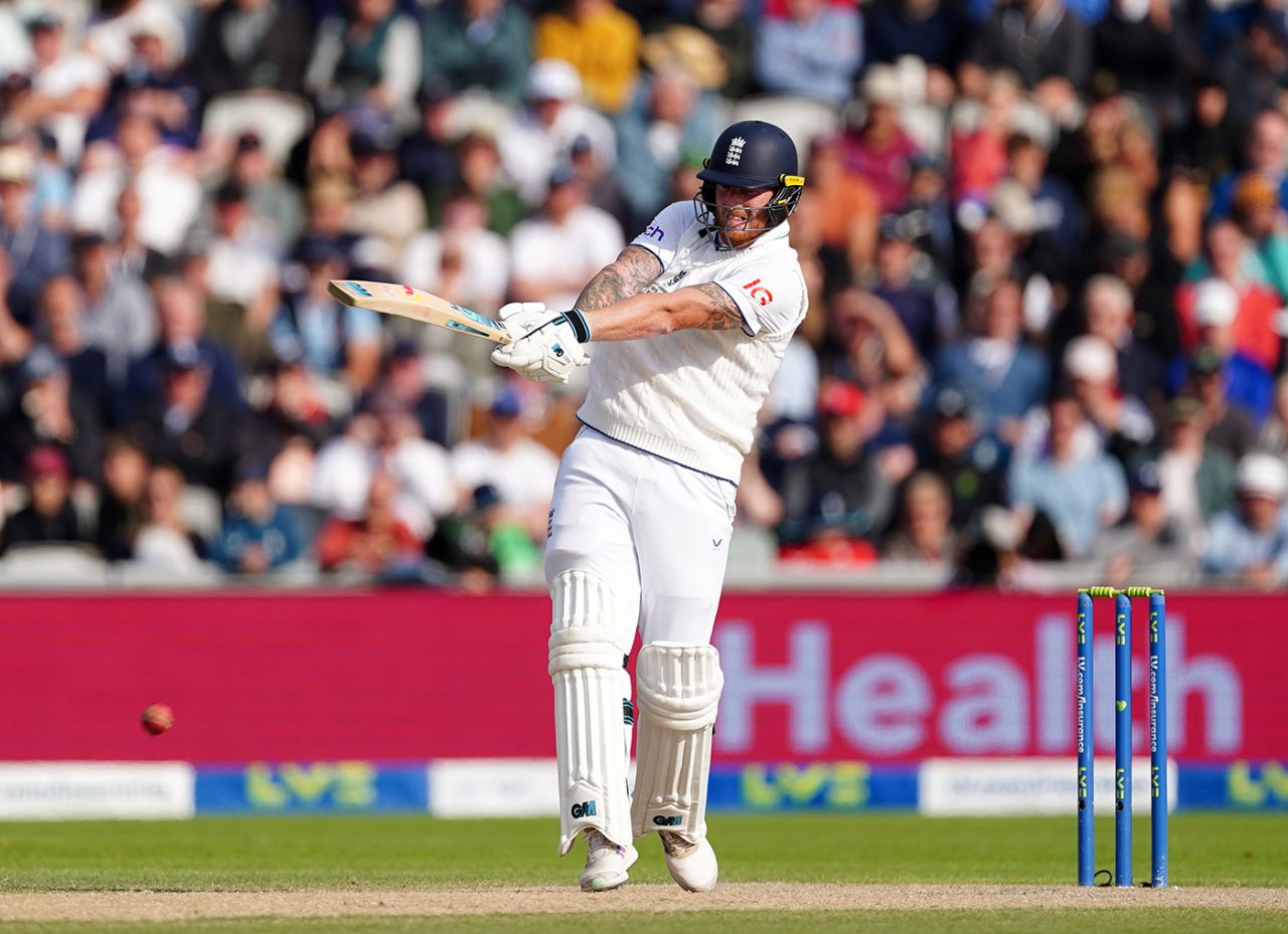 Ben Stokes piles into a pull, England vs Australia, 4th Ashes Test, Old Trafford, July 20, 2023