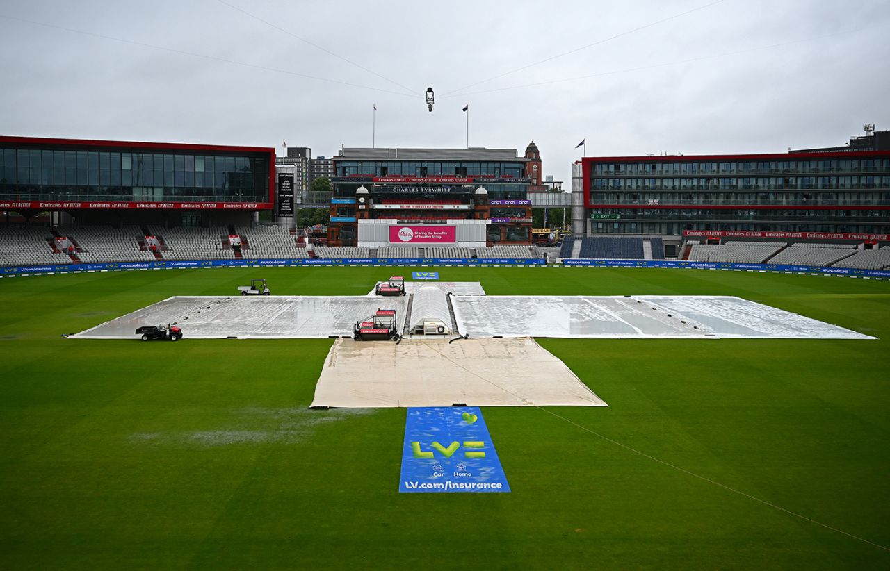 The covers were locked in place first thing, England vs Australia, 4th Ashes Test, Old Trafford, 4th day, July 22, 2023