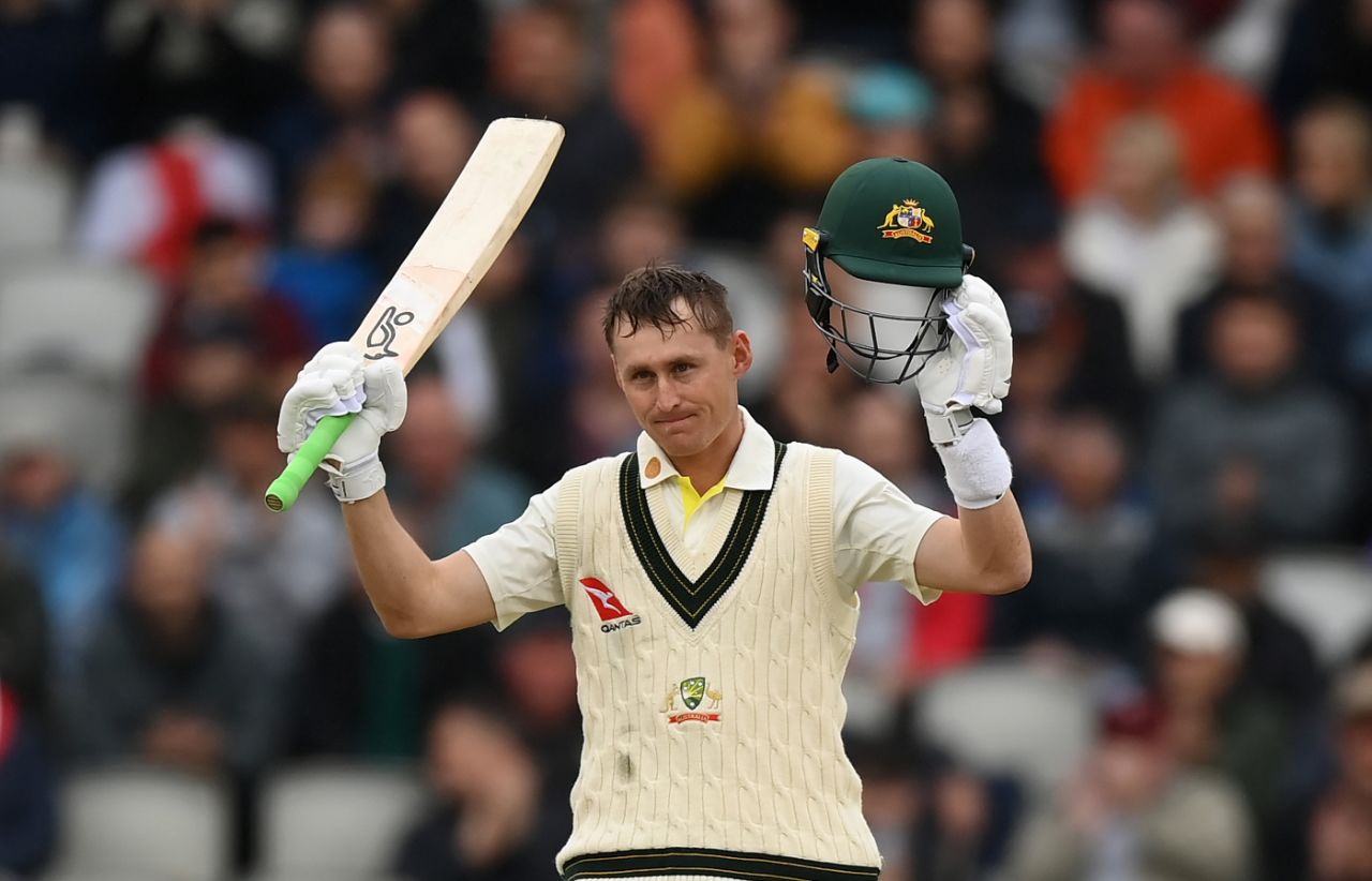 Marnus Labuschagne celebrates his rearguard century, England vs Australia, 4th Ashes Test, Old Trafford, 4th day, July 22, 2023