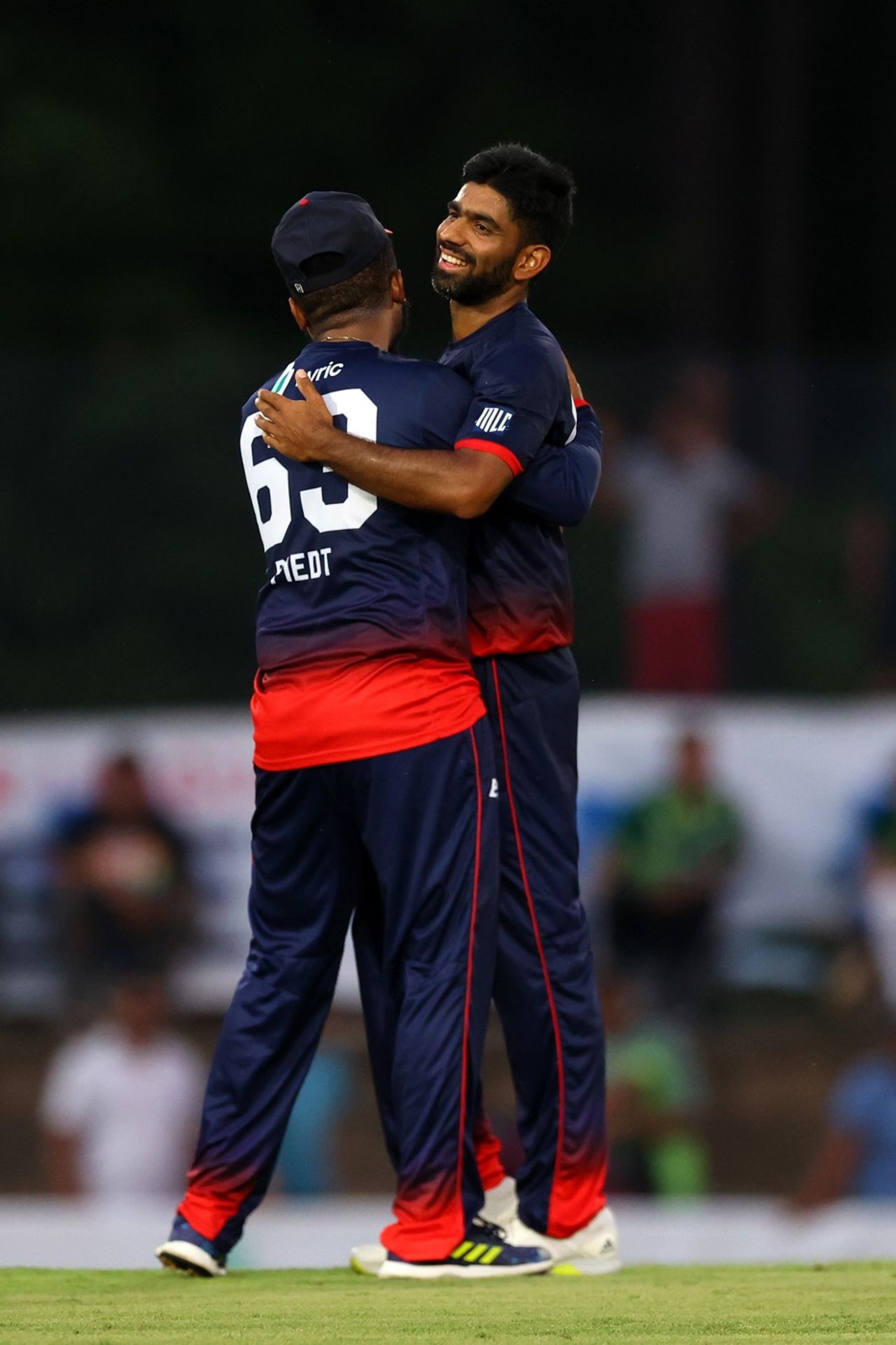 Saurabh Netravalkar picked up 6 for 9, pose after the toss, San Francisco Unicorns vs Washington Freedom, Major League Cricket, Morrisville, July 22, 2023