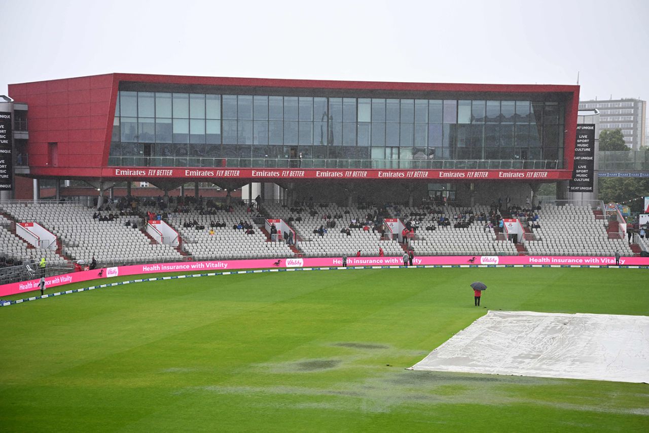 Heavy rain left standing water on the outfield, England vs Australia, 4th Ashes Test, Old Trafford, 5th day, July 23, 2023