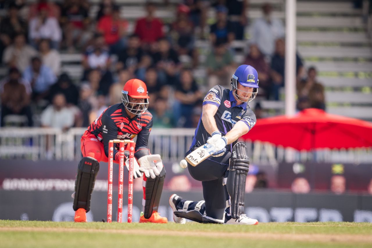 James Neesham sweeps on his way to his fifty, Mississauga Panthers vs Montreal Tigers, Global T20 Canada, Brampton, July 23, 2023