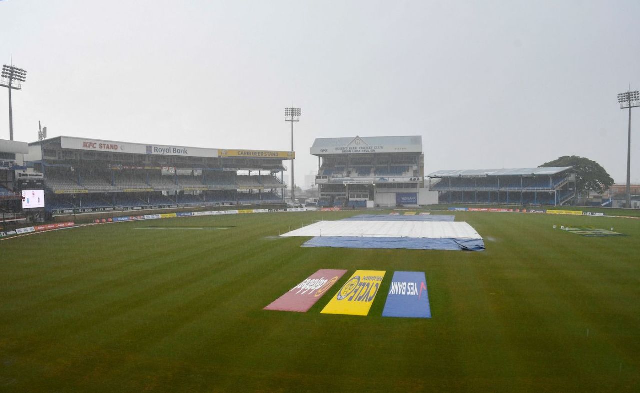 Same old, same old rain in Port-of-Spain, West Indies vs India, 2nd men's Test, Trinidad, 5th day, July 24, 2023