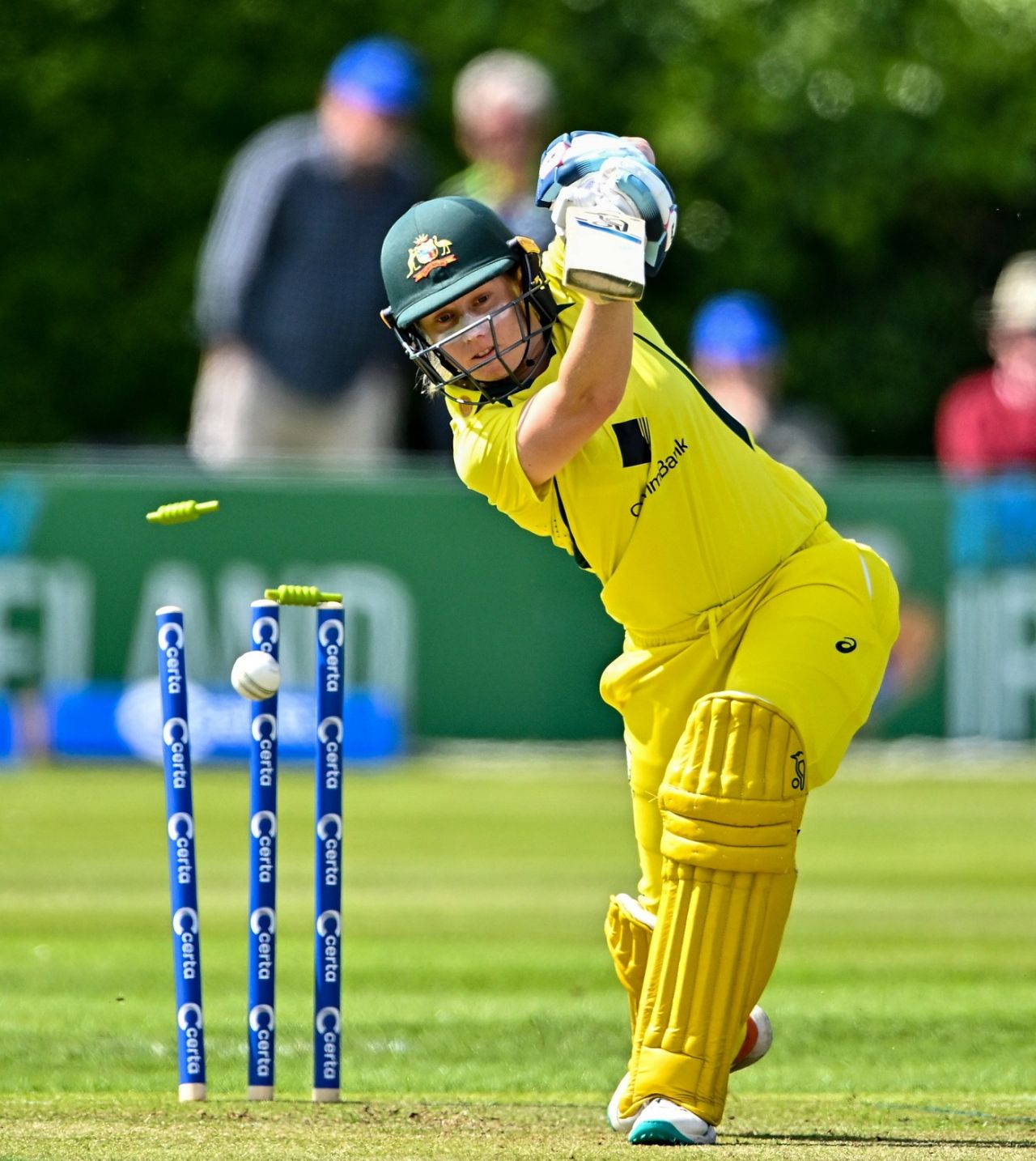 Alyssa Healy had her stumps castled by Georgina Dempsey, Ireland vs Australia, 2nd women's ODI, Dublin, July 25, 2023