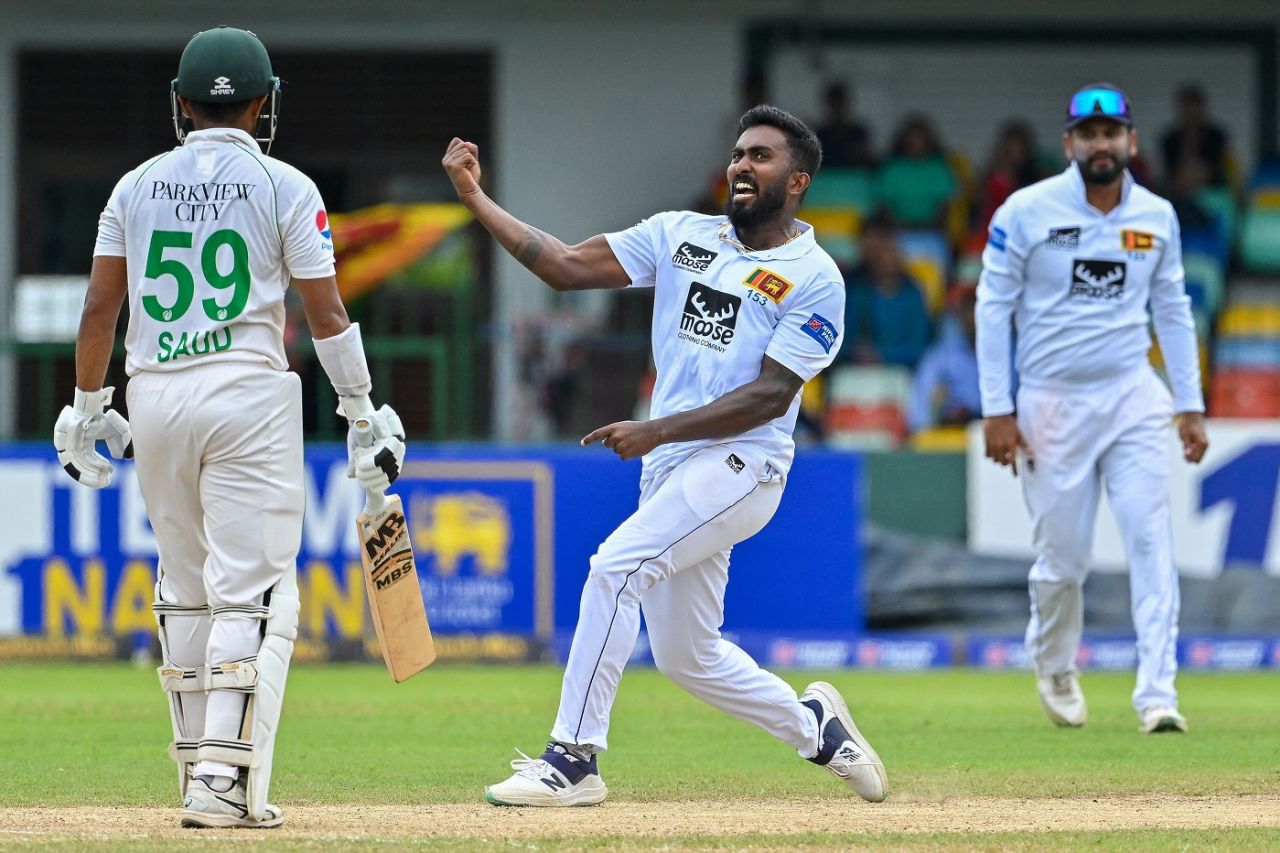 Asitha Fernando trapped Saud Shakeel lbw, Sri Lanka vs Pakistan, 2nd Test, Colombo, 3rd day, July 26, 2023