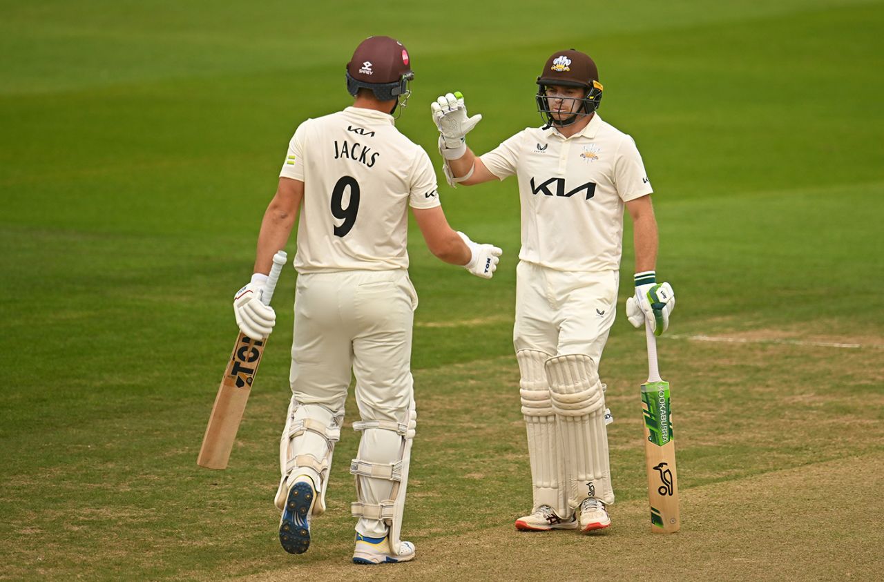 Tom Latham and Will Jacks both made exactly 99, Somerset vs Surrey, County Championship, Taunton, July 26, 2023