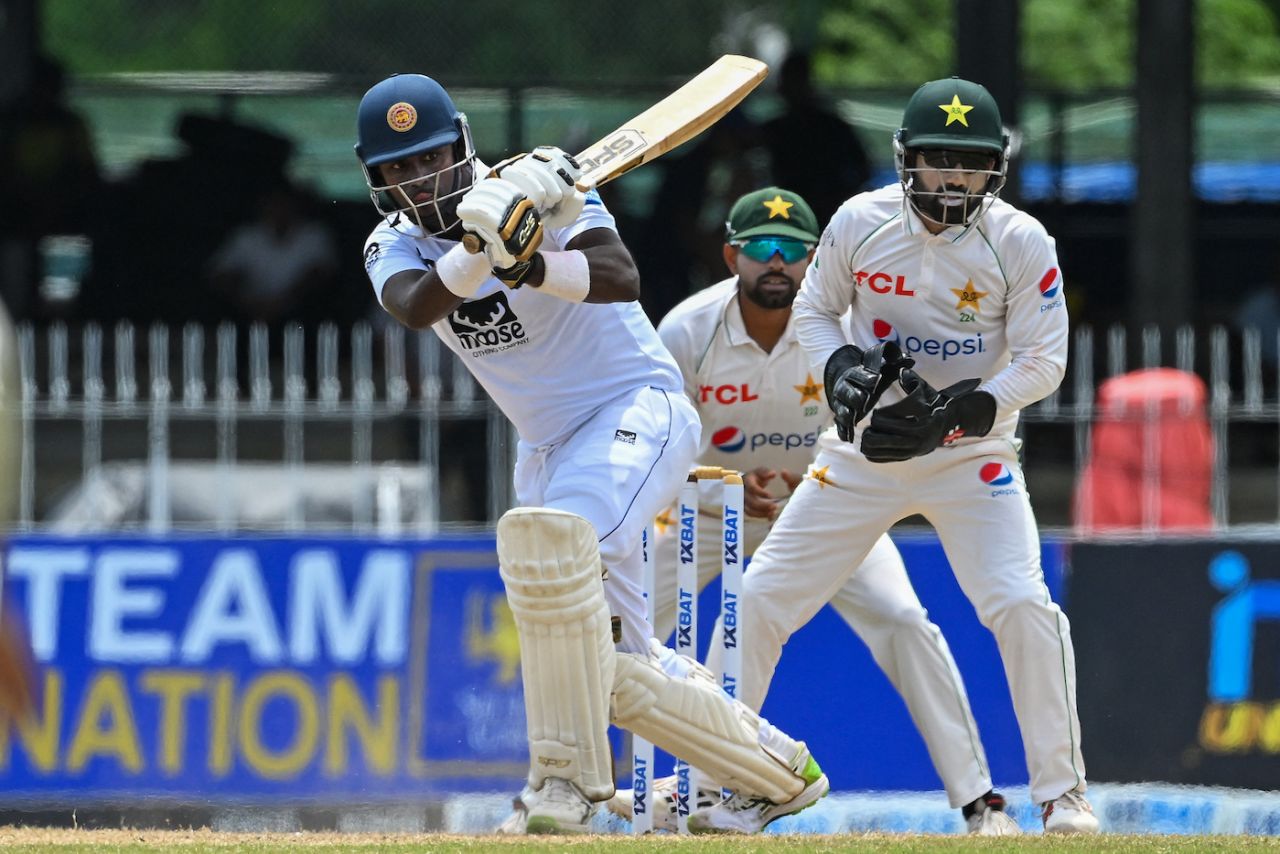 Angelo Mathews whips into the leg side, Sri Lanka vs Pakistan, 2nd Test, Colombo, 4th day, July 27, 2023