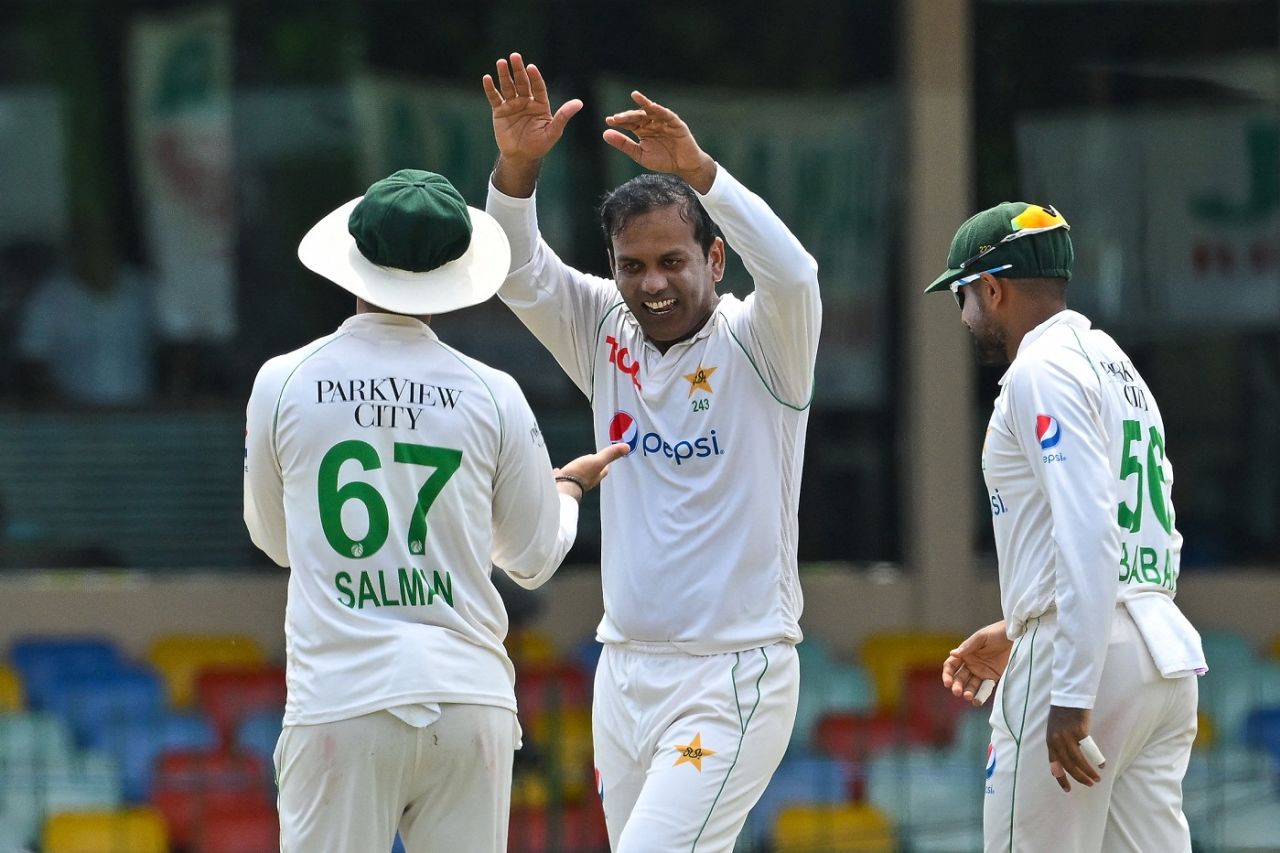 Noman Ali celebrates after dismissing Kusal Mendis, Sri Lanka vs Pakistan, 2nd Test, Colombo, 4th day, July 27, 2023