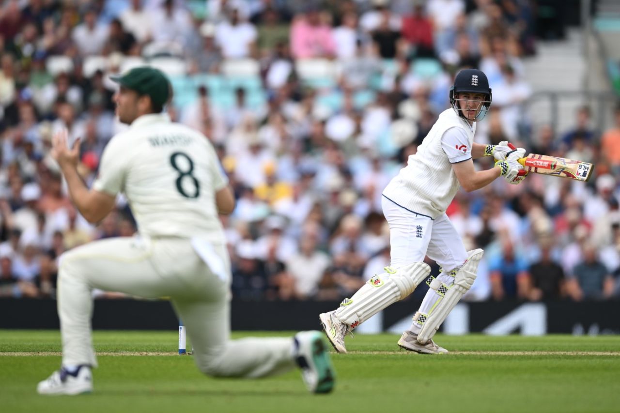 Harry Brook edges through the slips, England vs Australia, 5th men's Ashes Test, The Oval, 1st day, July 27, 2023
