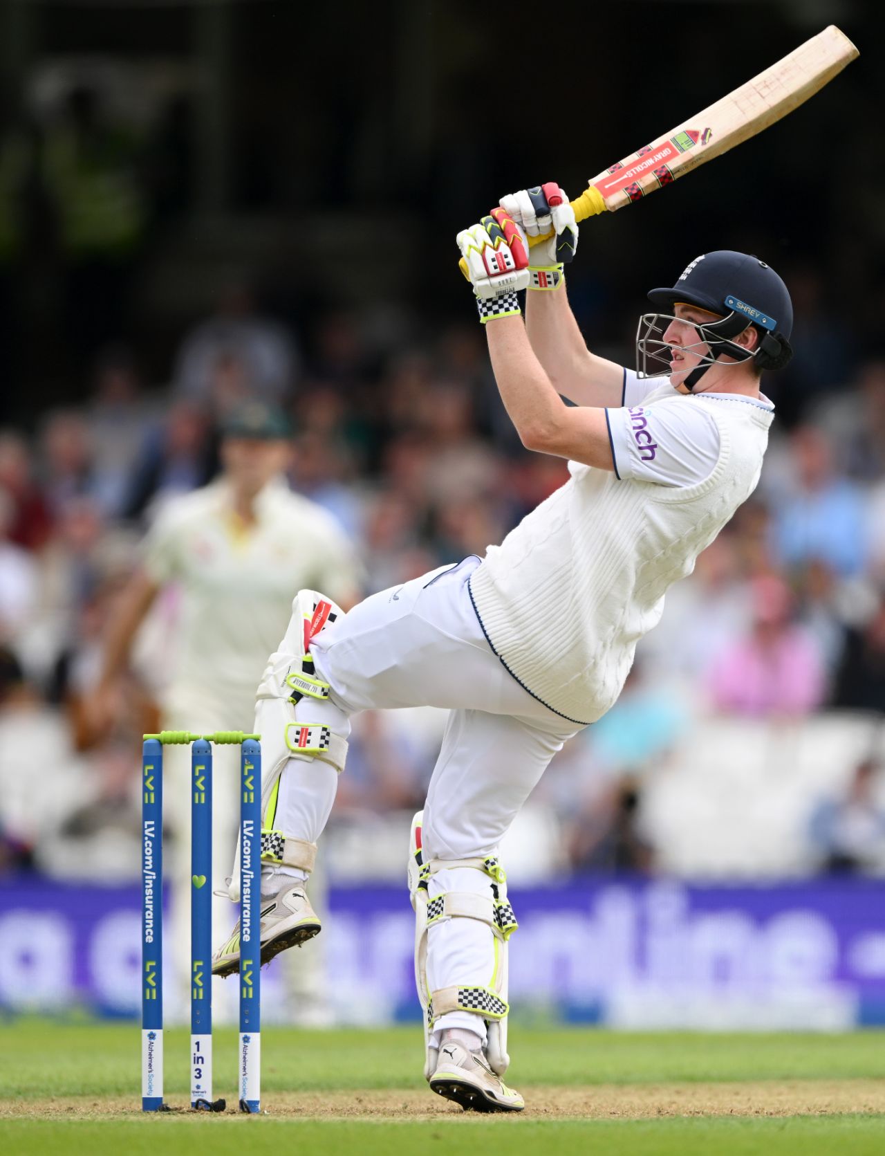 Harry Brook pulls Mitchell Starc for six over fine leg, England vs Australia, 5th men's Ashes Test, The Oval, 1st day, July 27, 2023