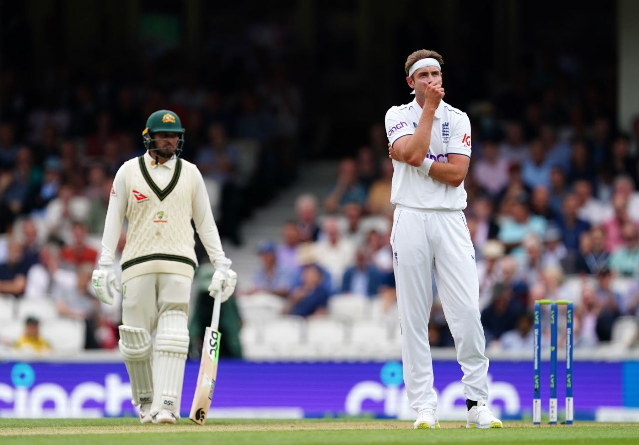 Stuart Broad frustrated after an lbw appeal is turned down, England vs Australia, 5th men's Ashes Test, The Oval, 2nd day, July 28, 2023