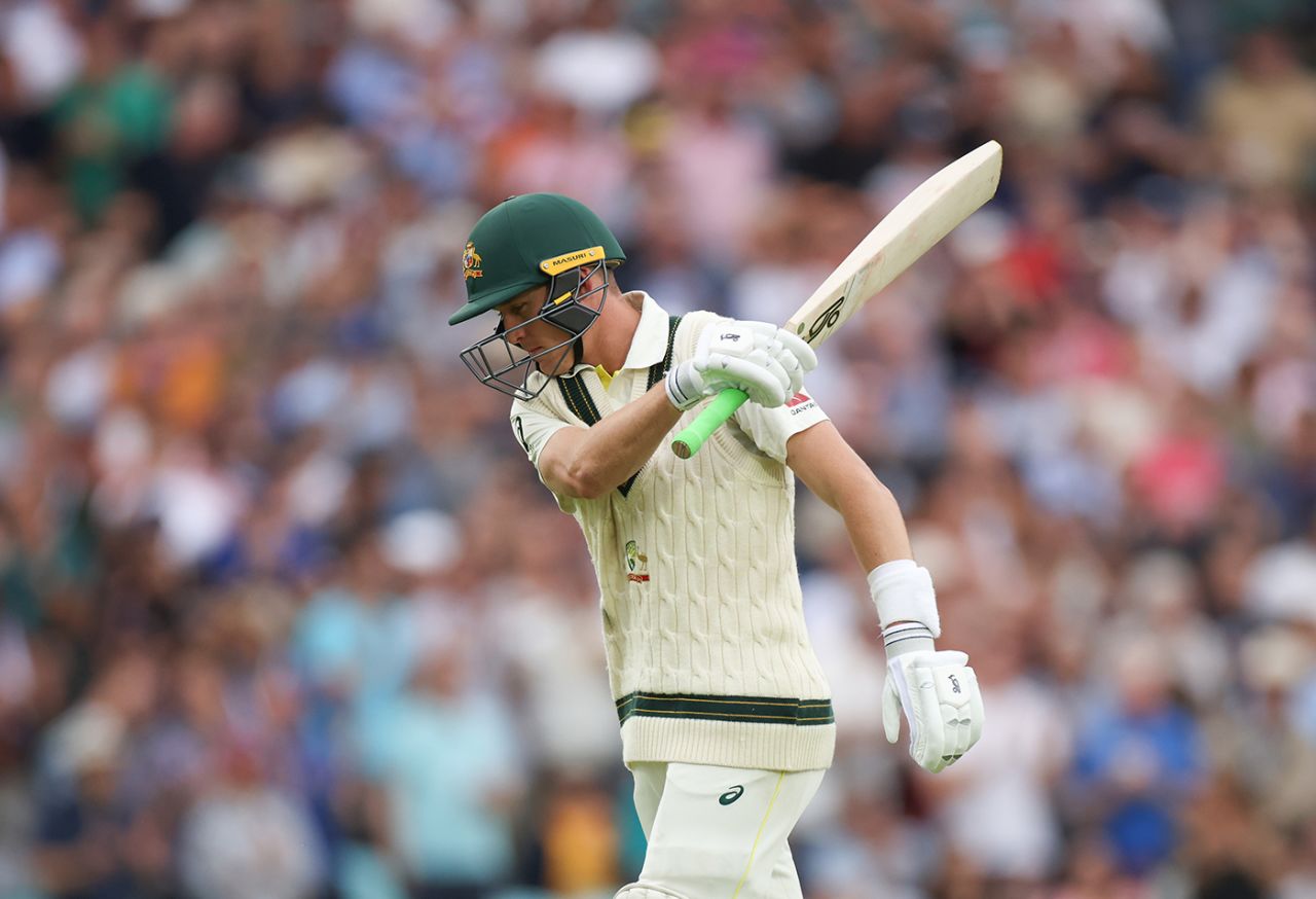 Marnus Labuschagne was frustrated to fall for 9 off 82 balls, England vs Australia, 5th men's Ashes Test, The Oval, 2nd day, July 28, 2023