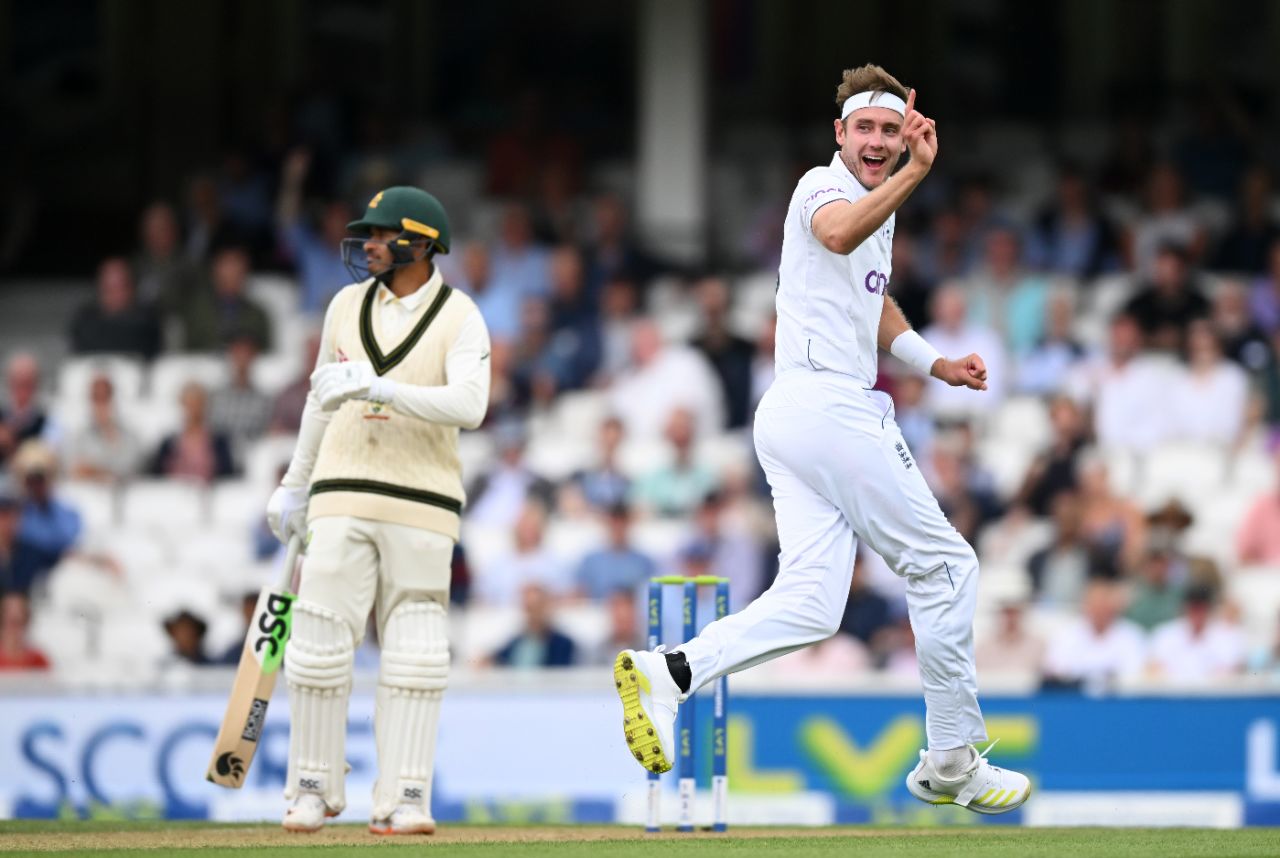 Stuart Broad trapped Usman Khawaja after lunch, England vs Australia, 5th men's Ashes Test, The Oval, 2nd day, July 28, 2023