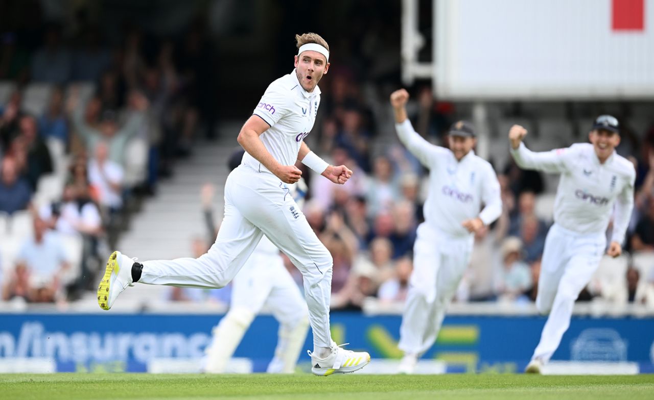 Stuart Broad got the knees pumping with two wickets in as many overs, England vs Australia, 5th men's Ashes Test, The Oval, 2nd day, July 28, 2023
