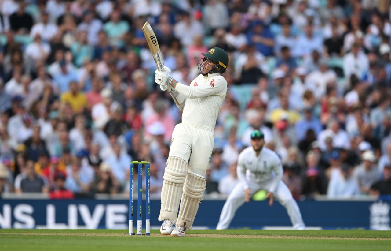 Todd Murphy hooks Mark Wood for six, England vs Australia, 5th men's Ashes Test, The Oval, 2nd day, July 28, 2023
