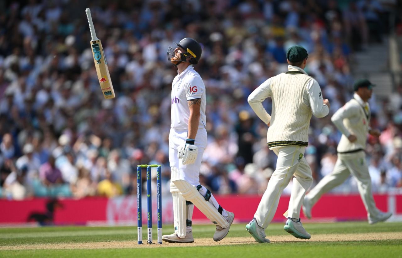 Ben Stokes holes out to mid-on to give Australia an opening, England vs Australia, 5th men's Ashes Test, The Oval, 3rd day, July 29, 2023