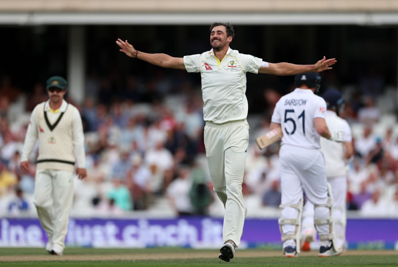 Mitchell Starc claimed the wicket of Jonny Bairstow, England vs Australia, 5th men's Ashes Test, The Oval, 3rd day, July 29, 2023