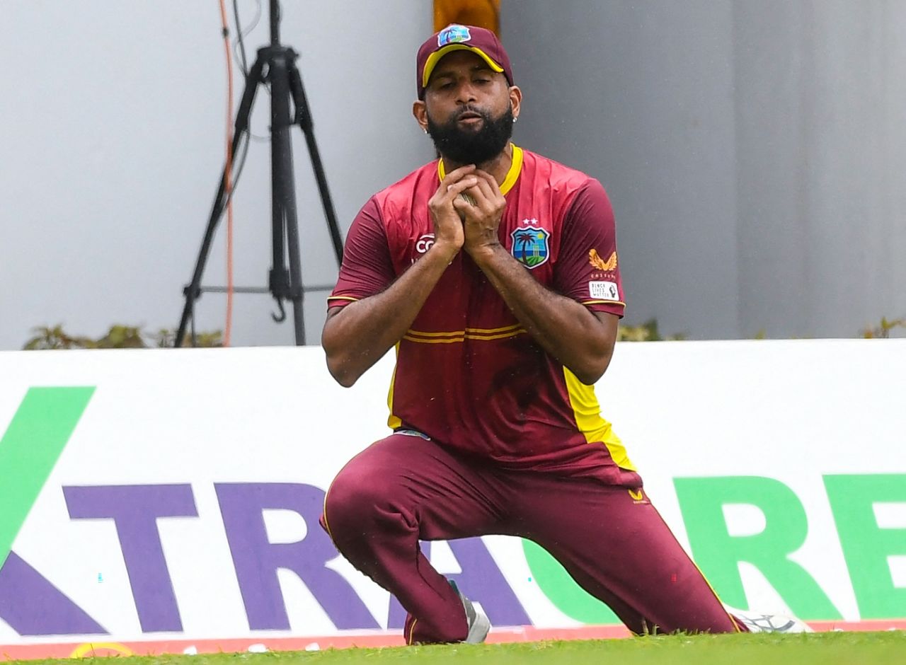 Yannic Cariah takes the catch to dismiss Ravindra Jadeja, West Indies vs India, 2nd ODI, Bridgetown, July 29, 2023