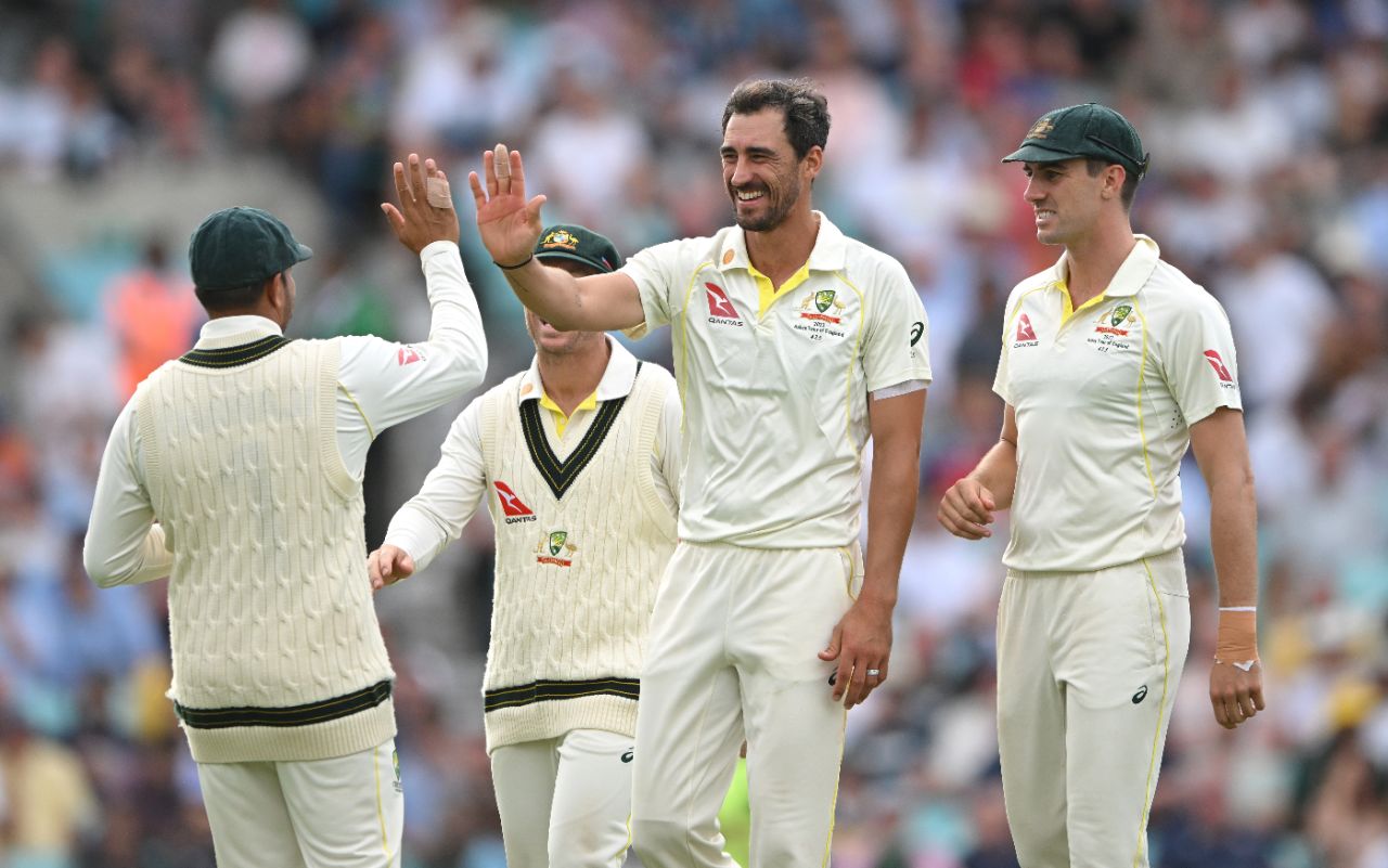 Mitchell Starc and Usman Khawaja combined for Chris Woakes' wicket, England vs Australia, 5th men's Ashes Test, The Oval, 3rd day, July 29, 2023