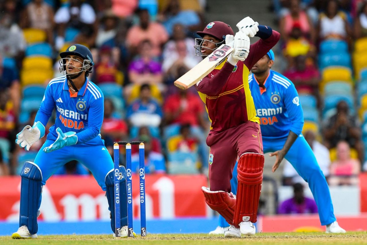 Keacy Carty goes inside out as Ishan Kishan reacts, West Indies vs India, 2nd ODI, Bridgetown, July 29, 2023