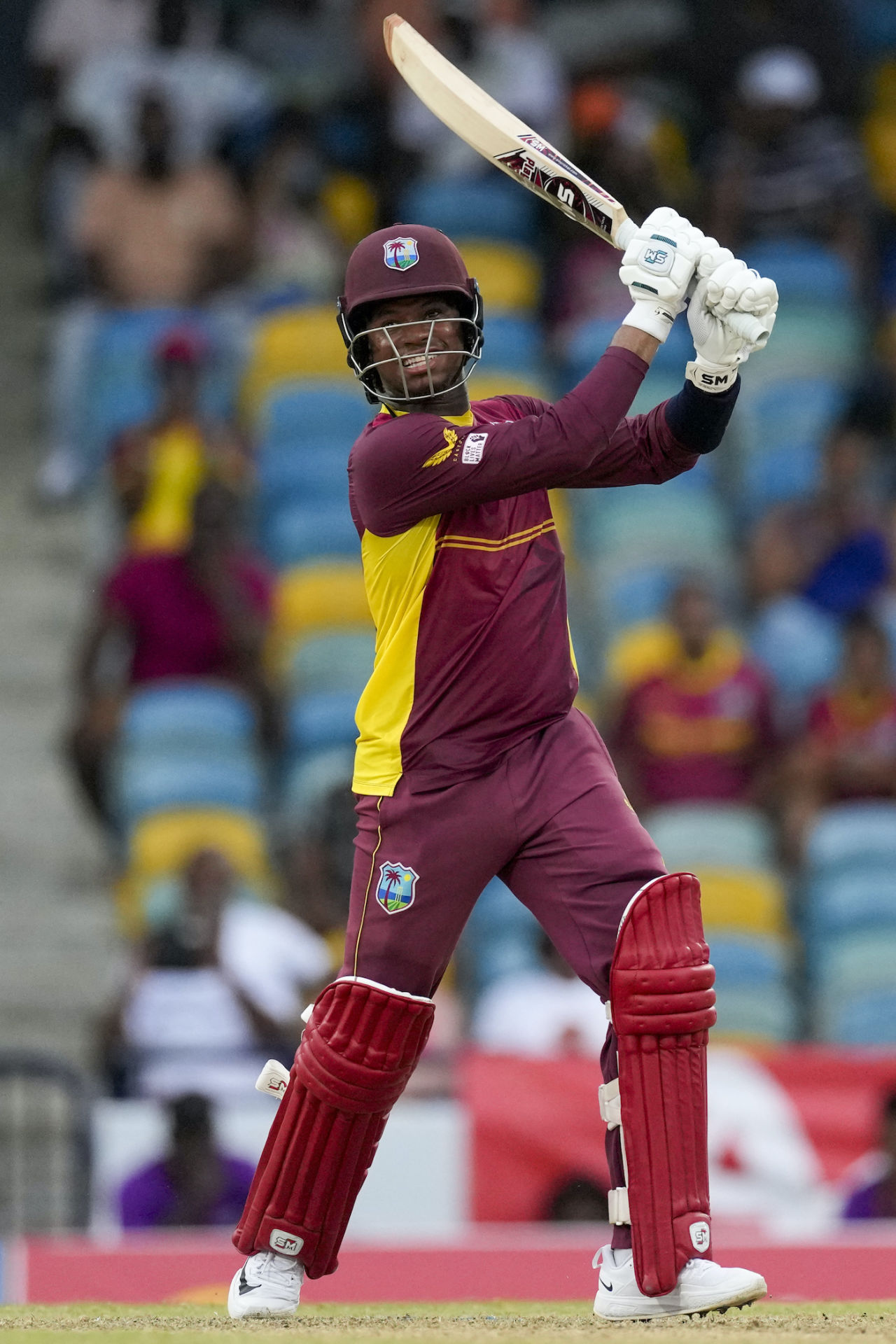 Keacy Carty is delighted to smack the match-winning blow, West Indies vs India, 2nd ODI, Bridgetown, July 29, 2023