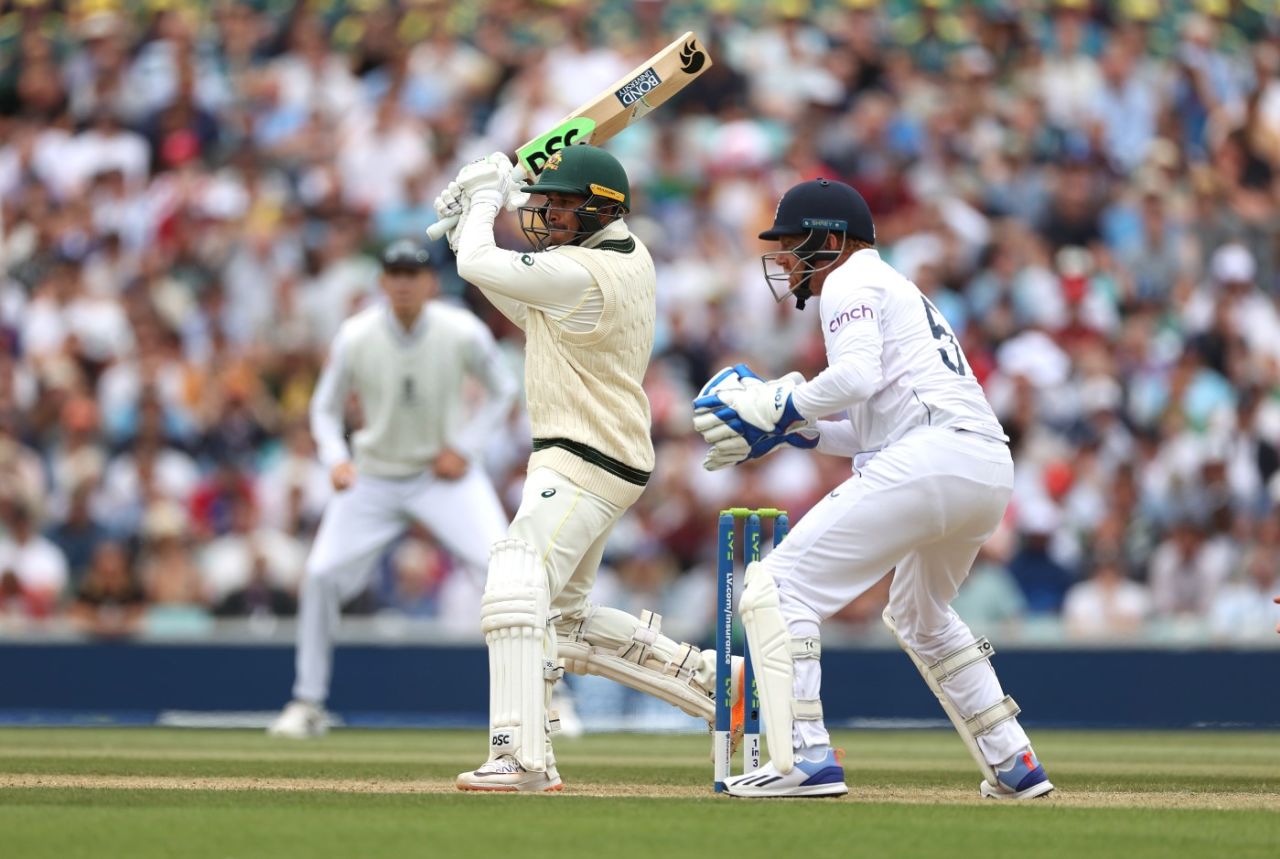 Usman Khawaja cuts through point, England vs Australia, 5th men's Ashes Test, The Oval, 4th day, July 30, 2023