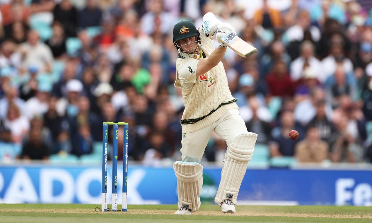 Steven Smith drives down the ground, England vs Australia, 5th men's Ashes Test, The Oval, 5th day, July 31, 2023