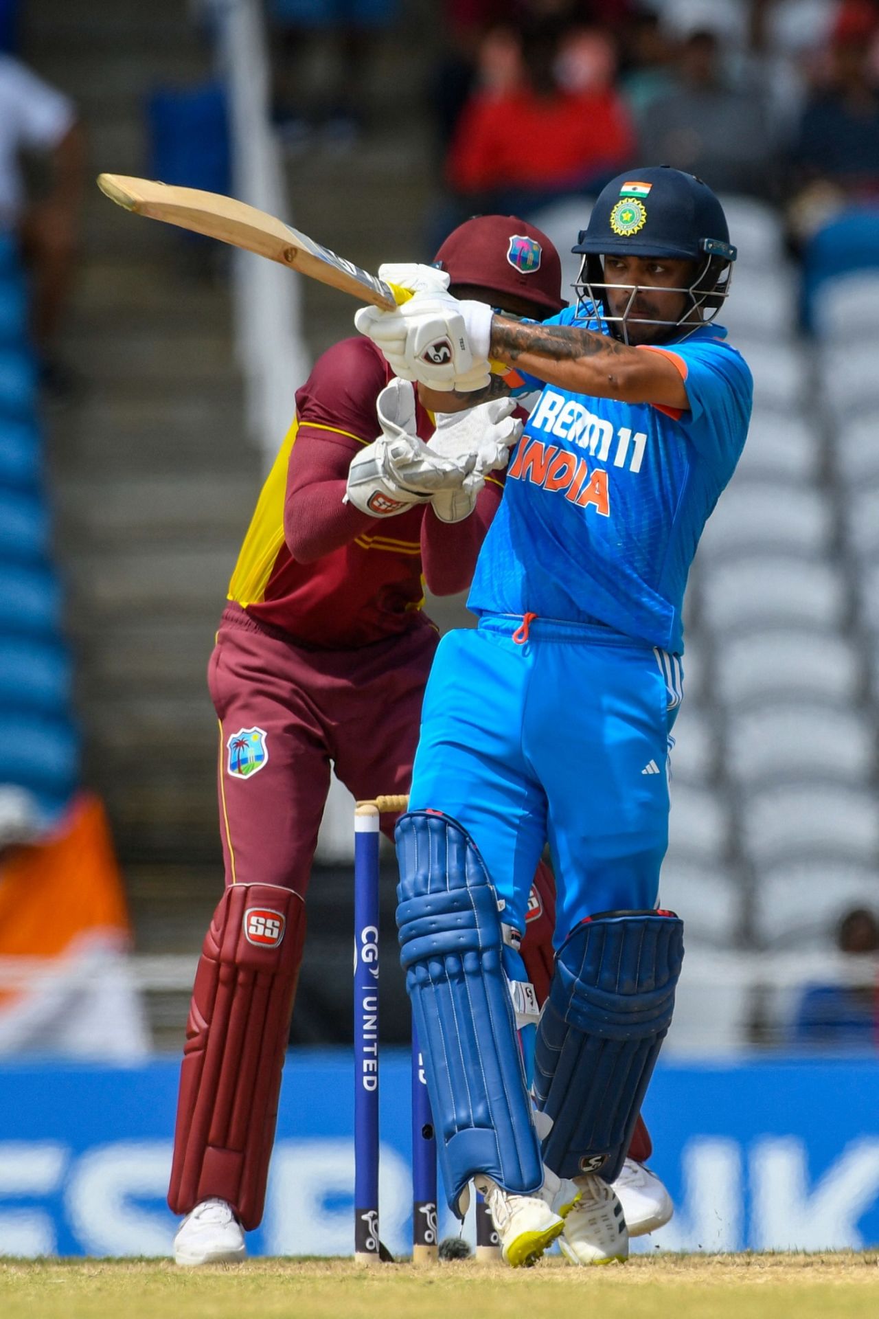 Ishan Kishan pulls one over midwicket, West Indies vs India, 3rd ODI, Tarouba, August 1, 2023