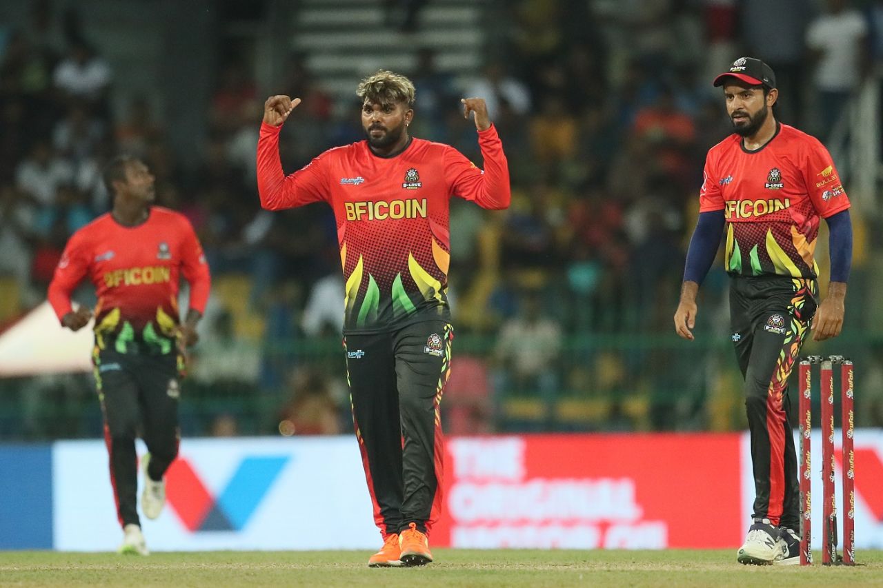 Wanindu Hasaranga celebrates, B-Love Kandy vs Galle Titans, LPL 2023, Colombo, August 1, 2023
