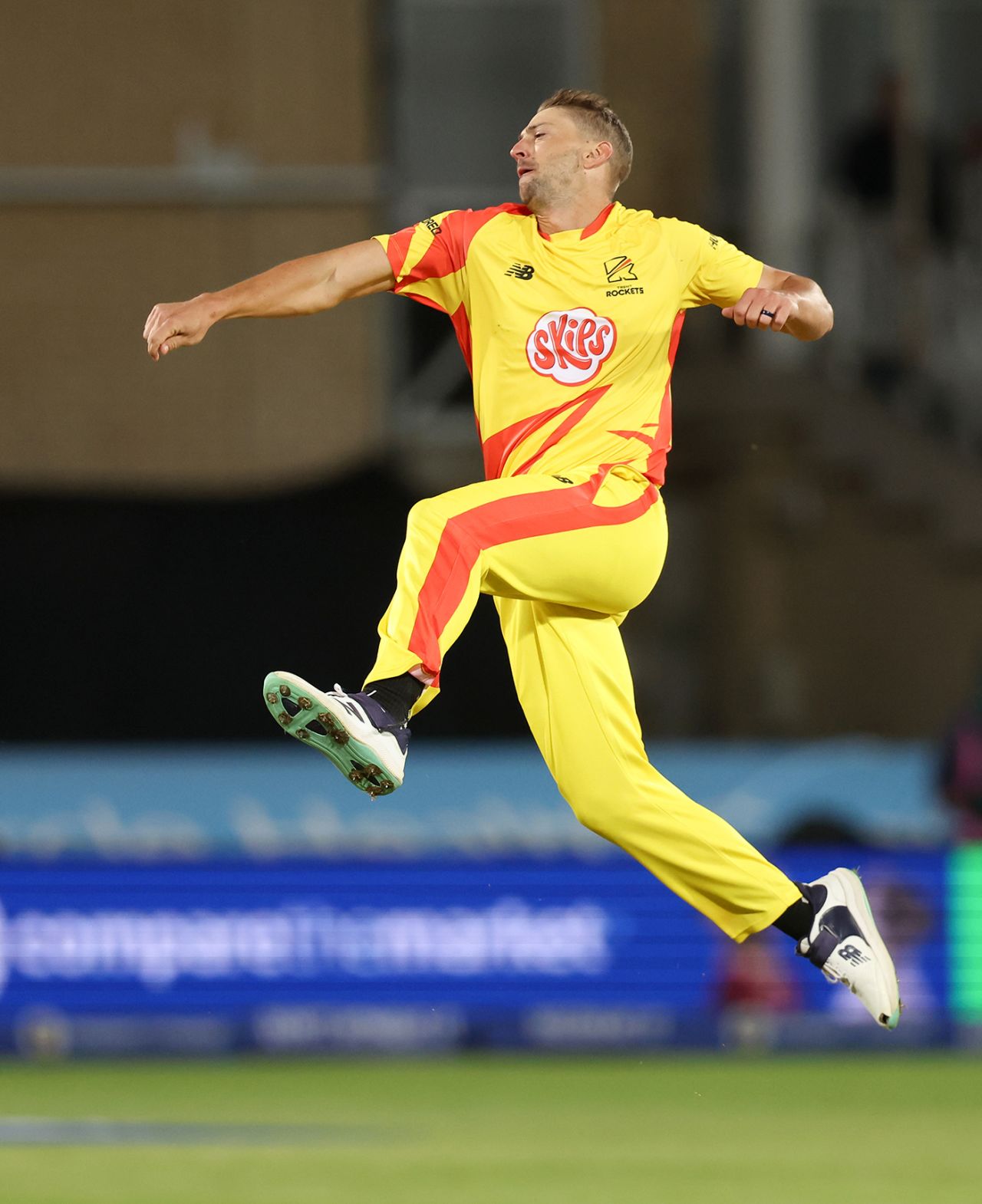 Daniel Sams celebrates after taking the wicket of Chris Jordan, Men's Hundred, Trent Rockets vs Southern Brave, Trent Bridge, on August 01, 2023