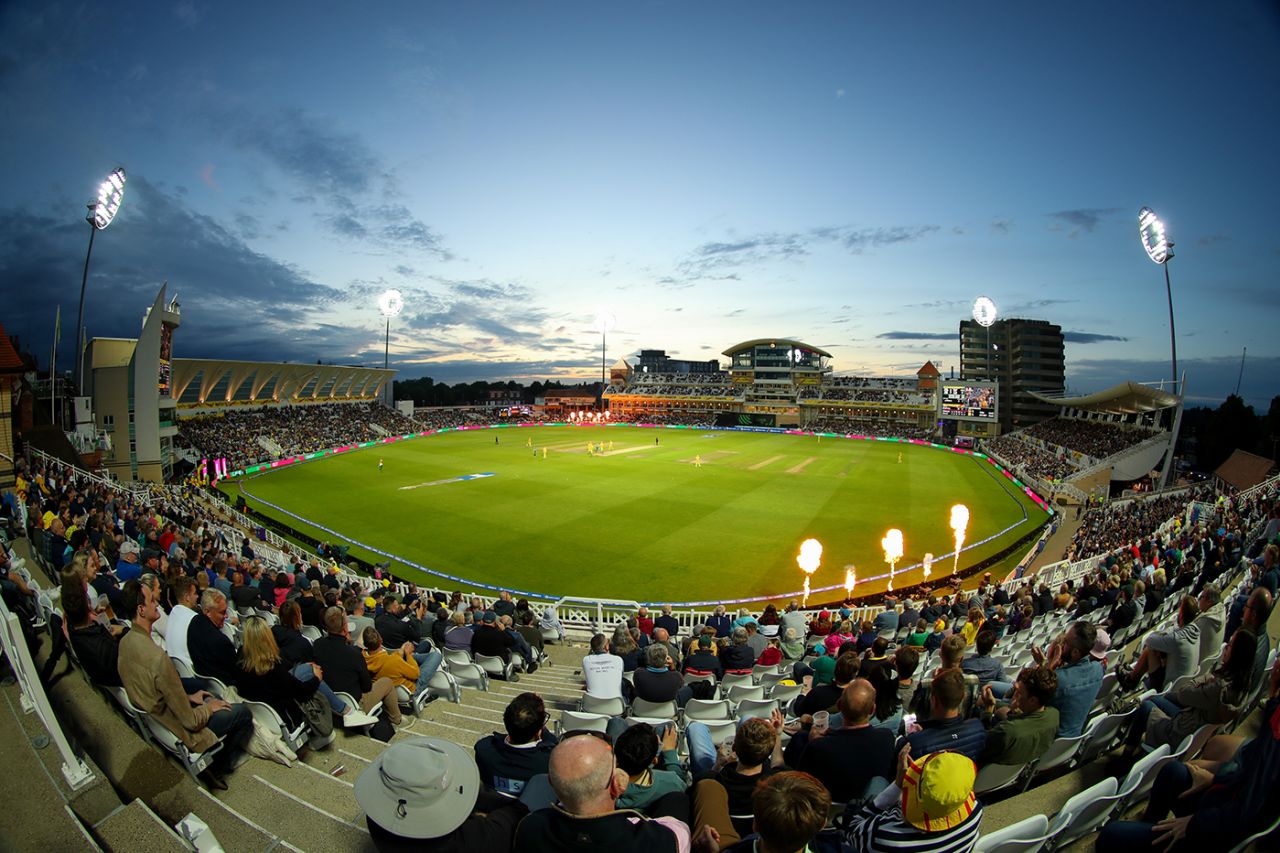 The crowd settle in for opening night of the 2023 Hundred, Men's Hundred, Trent Rockets vs Southern Brave, Trent Bridge, on August 01, 2023