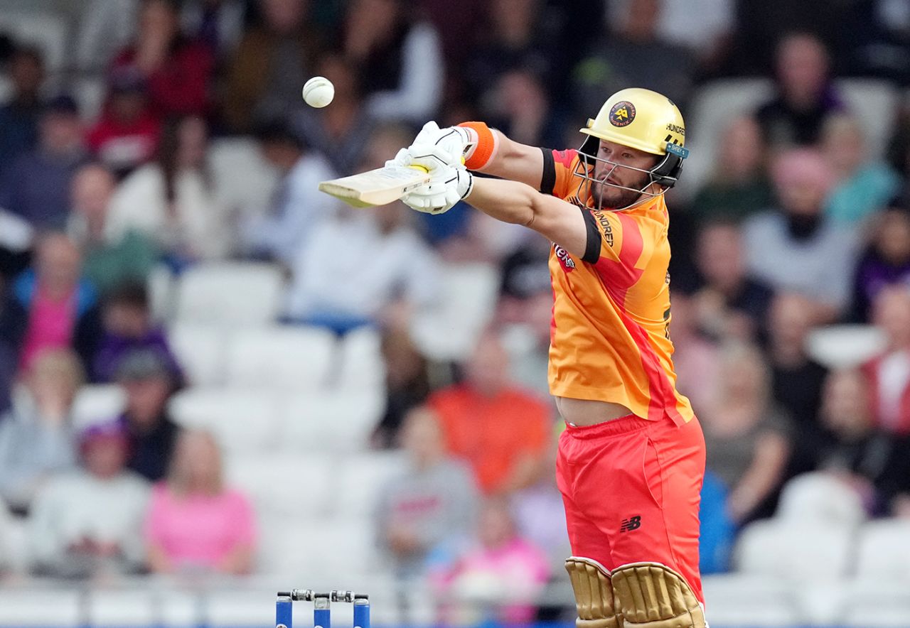 Ben Duckett attempts to launch an uppercut, Northern Superchargers vs Birmingham Phoenix, Men's Hundred, Headingley, August 3, 2023