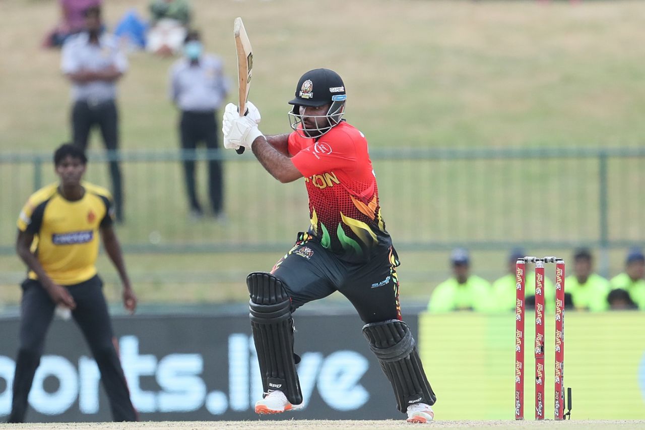 Fakhar Zaman sends one down the ground, B-Love Kandy vs Galle Titans, Lanka Premier League, Pallekele, August 8, 2023