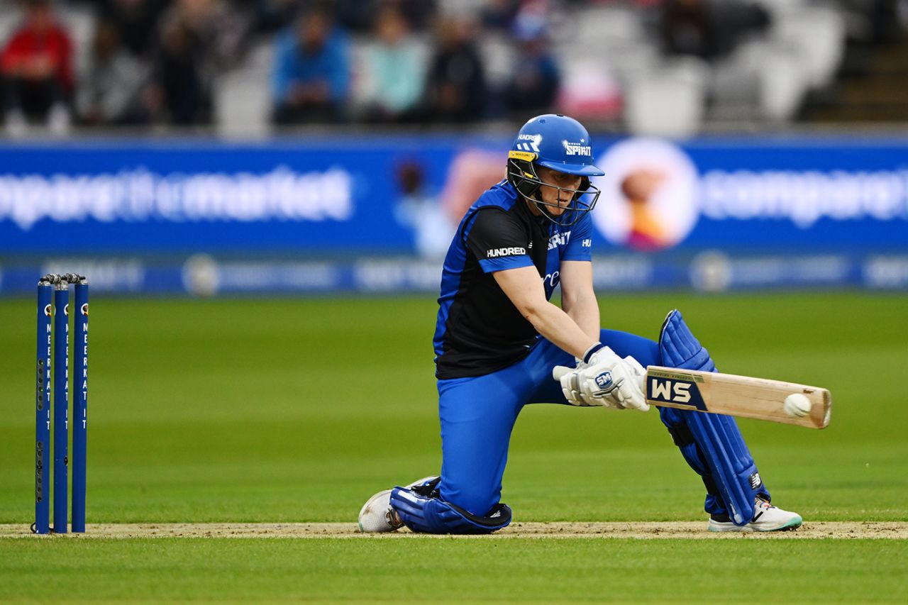 Heather Knight gets low to nail a reverse, London Spirit vs Southern Brave, Lord's, The Hundred Women's Competition, August 8, 2023