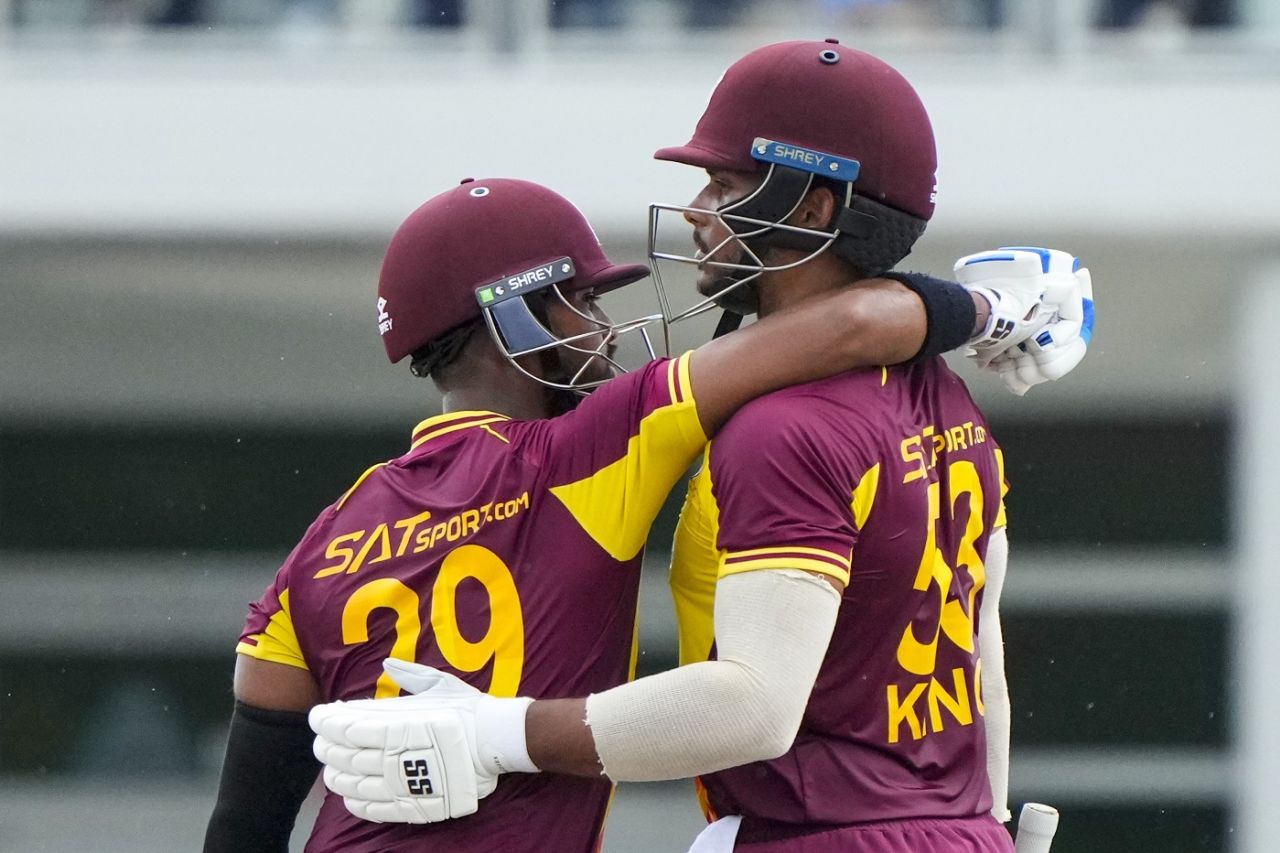 Brandon King and Nicholas Pooran get together, West Indies vs India, 5th men's T20I, Lauderhill, August 13, 2023