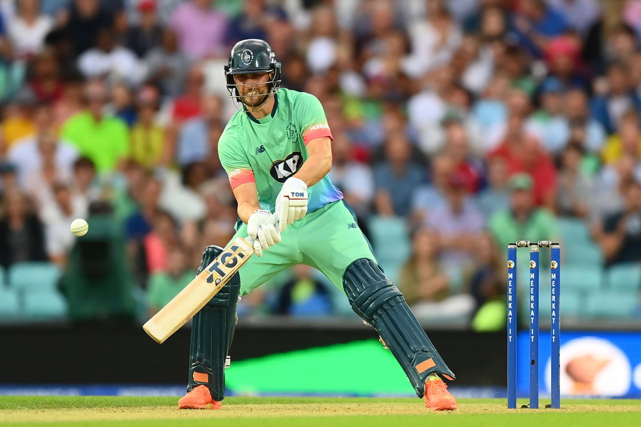 Will Jacks scoops on his way to fifty, Oval Invincibles vs London Spirit, Men's Hundred, The Oval, August 15, 2023