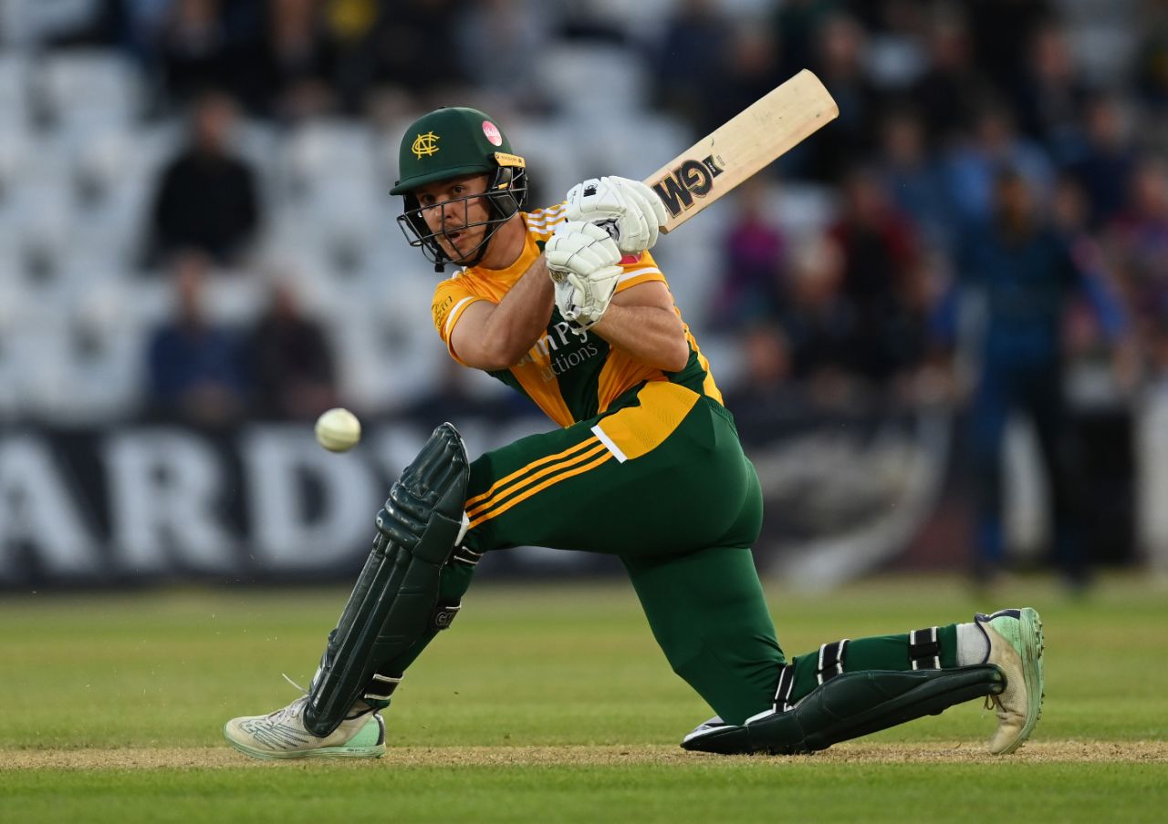Matt Montgomery in action for Nottinghamshire, Vitality Blast, May 26, 2023