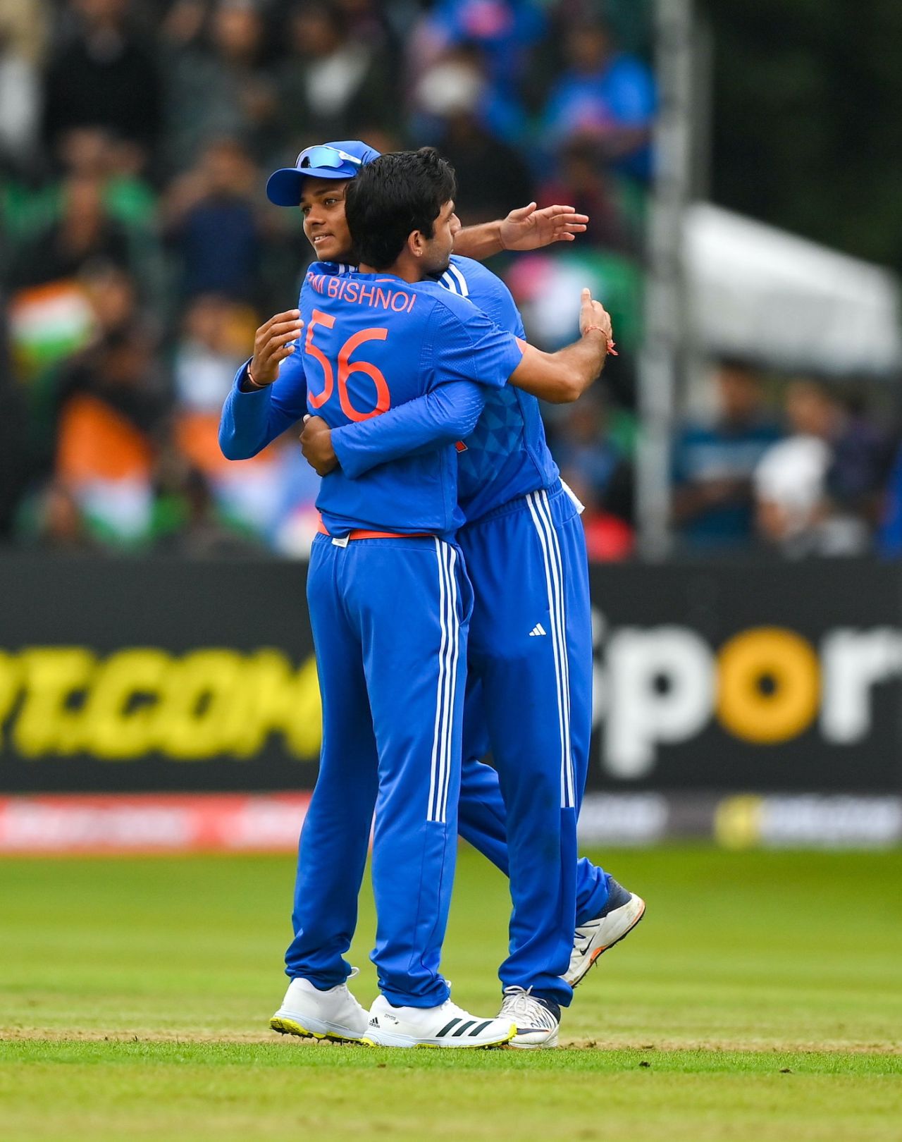 Ravi Bishnoi's wicket earns him a bear hug with Yashasvi Jaiswal, Ireland vs India, 1st T20I Malahide, August 18, 2023
