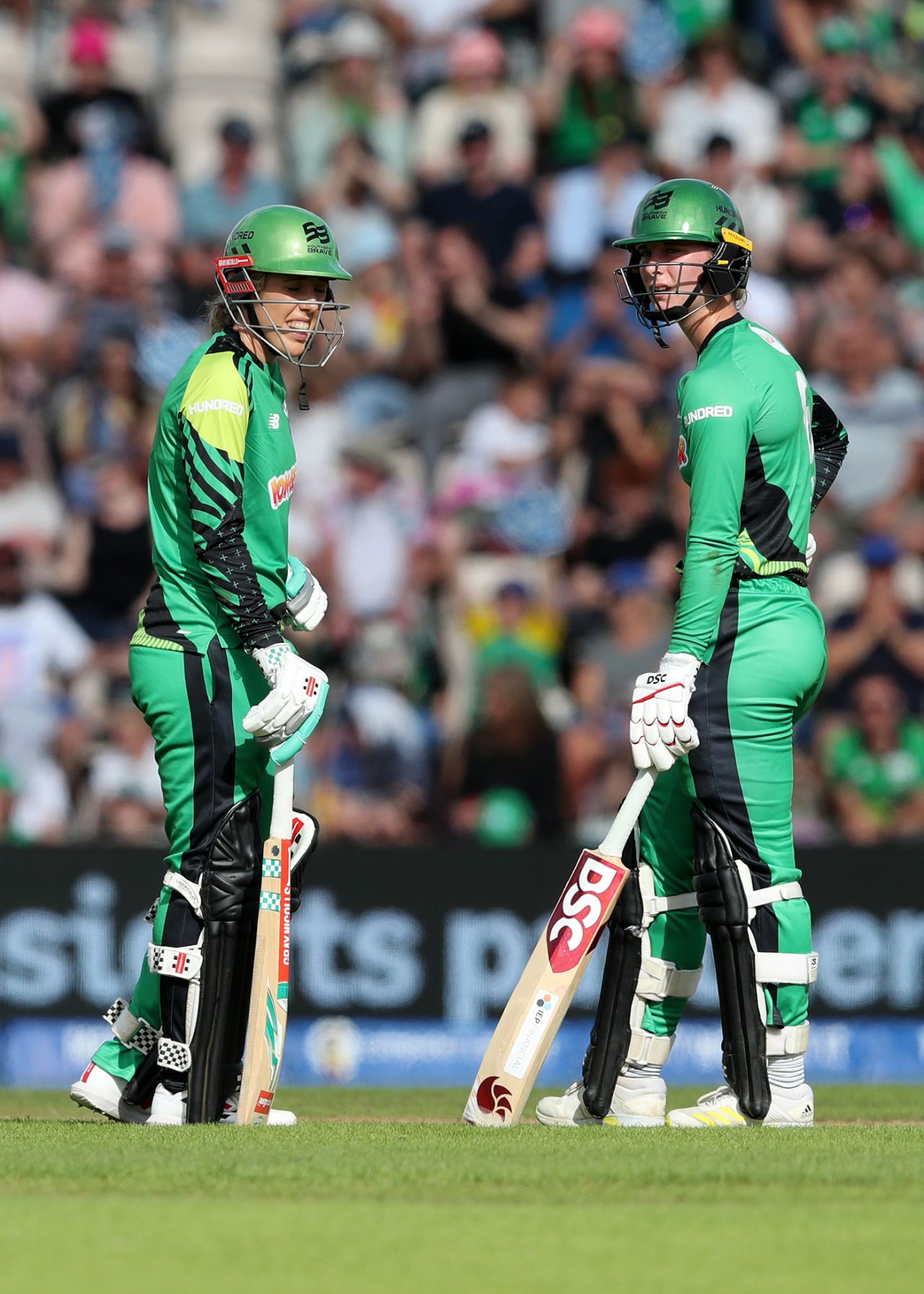 Georgia Adams and Freya Kemp added 73 off 38 balls in an unbroken fourth-wicket stand, Southern Brave vs Oval Invincibles, The Ageas Bowl, The Hundred Women's Competition, August 19, 2023