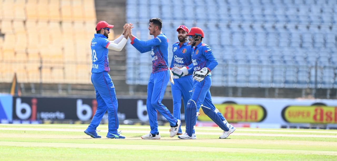 Mujeeb Ur Rahman took 3 for 33 in his ten-over quota, Afghanistan vs Pakistan, 1st ODI, Hambantota, August 22, 2023