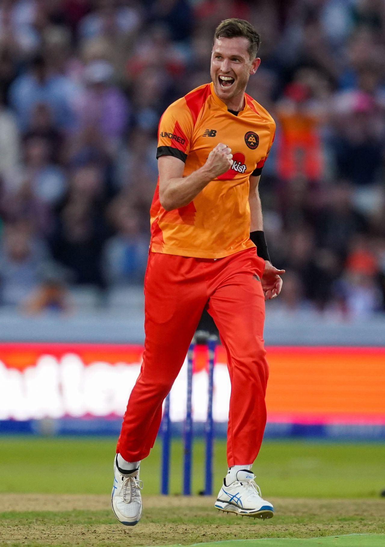 Adam Milne celebrates taking the wicket of Matthew Wade, Men's Hundred, Birmingham Phoenix vs London Spirit, Edgbaston, August 24, 2023