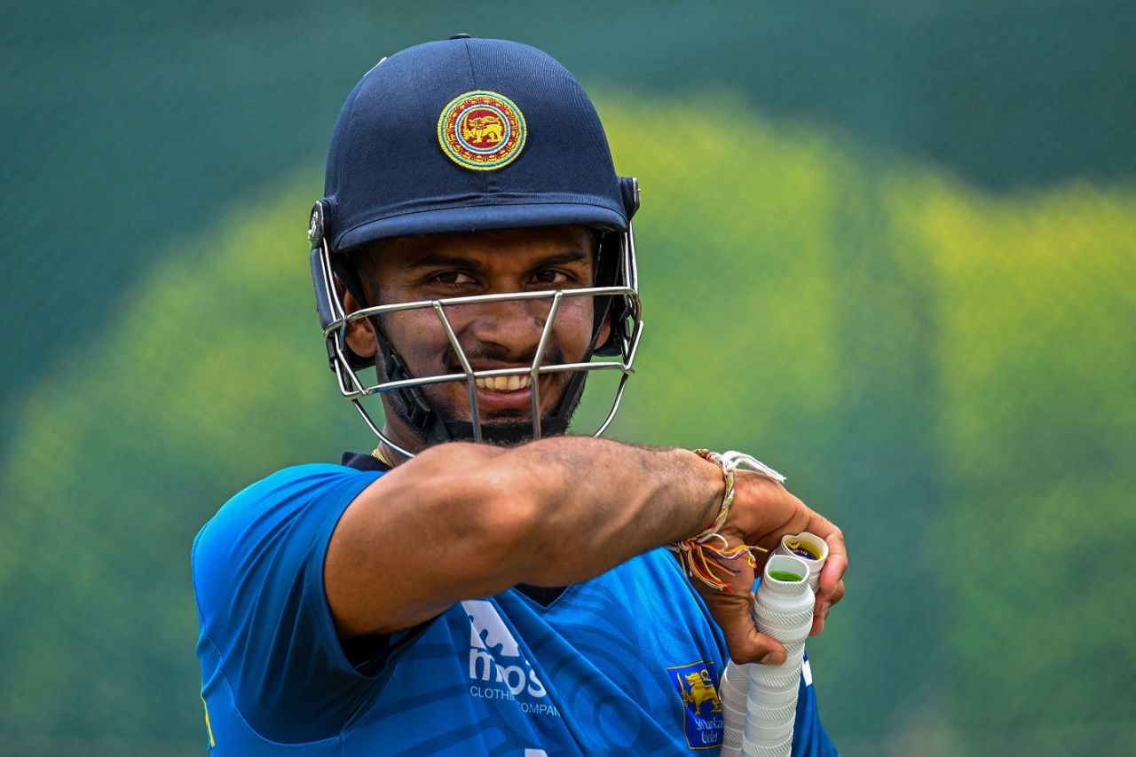 Dasun Shanaka was all smiles on the eve of the game against Bangladesh, Kandy, August 30, 2023